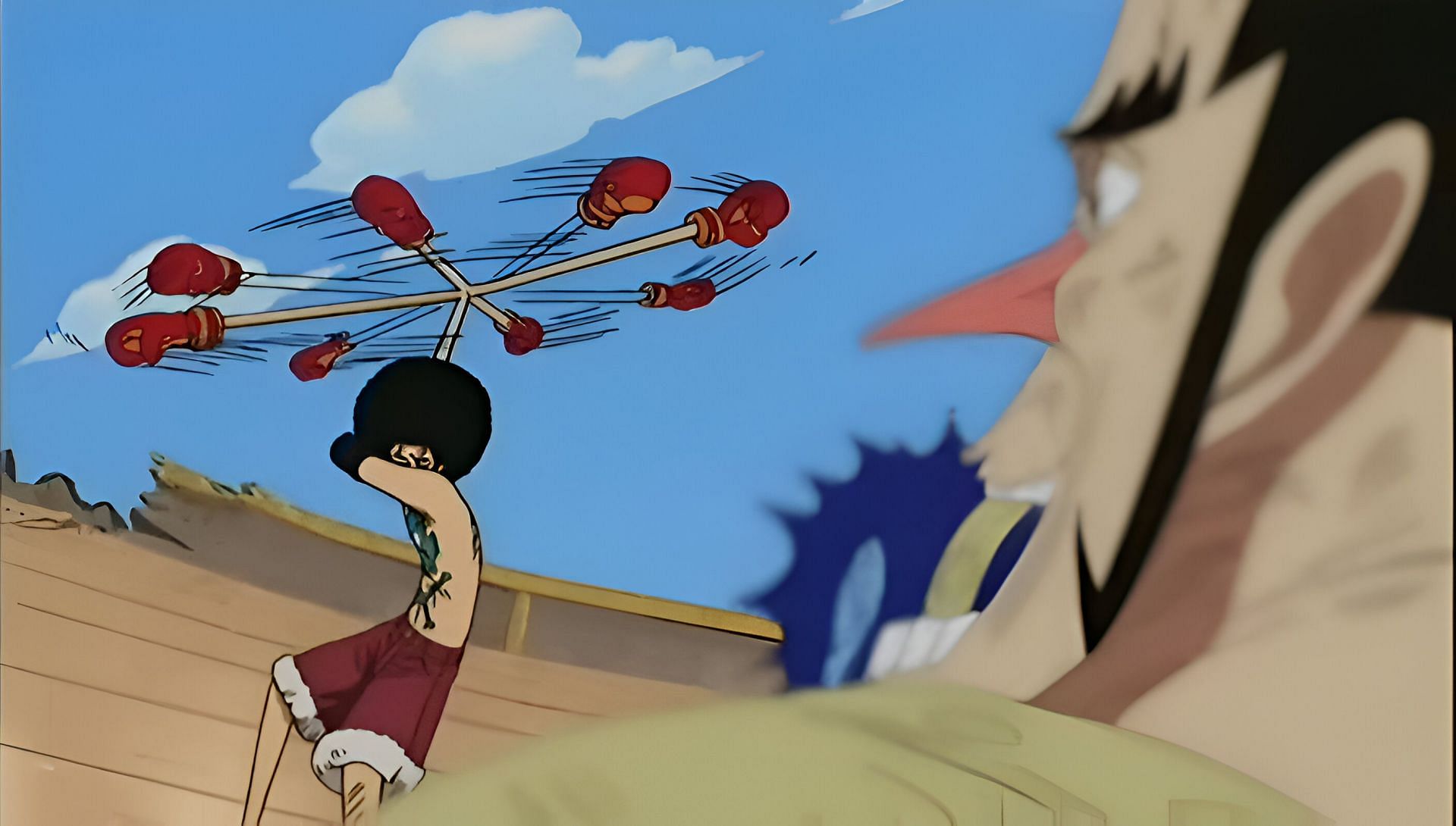 Luffy (left) and Foxy (right) as seen in the anime (Image via Toei Animation)