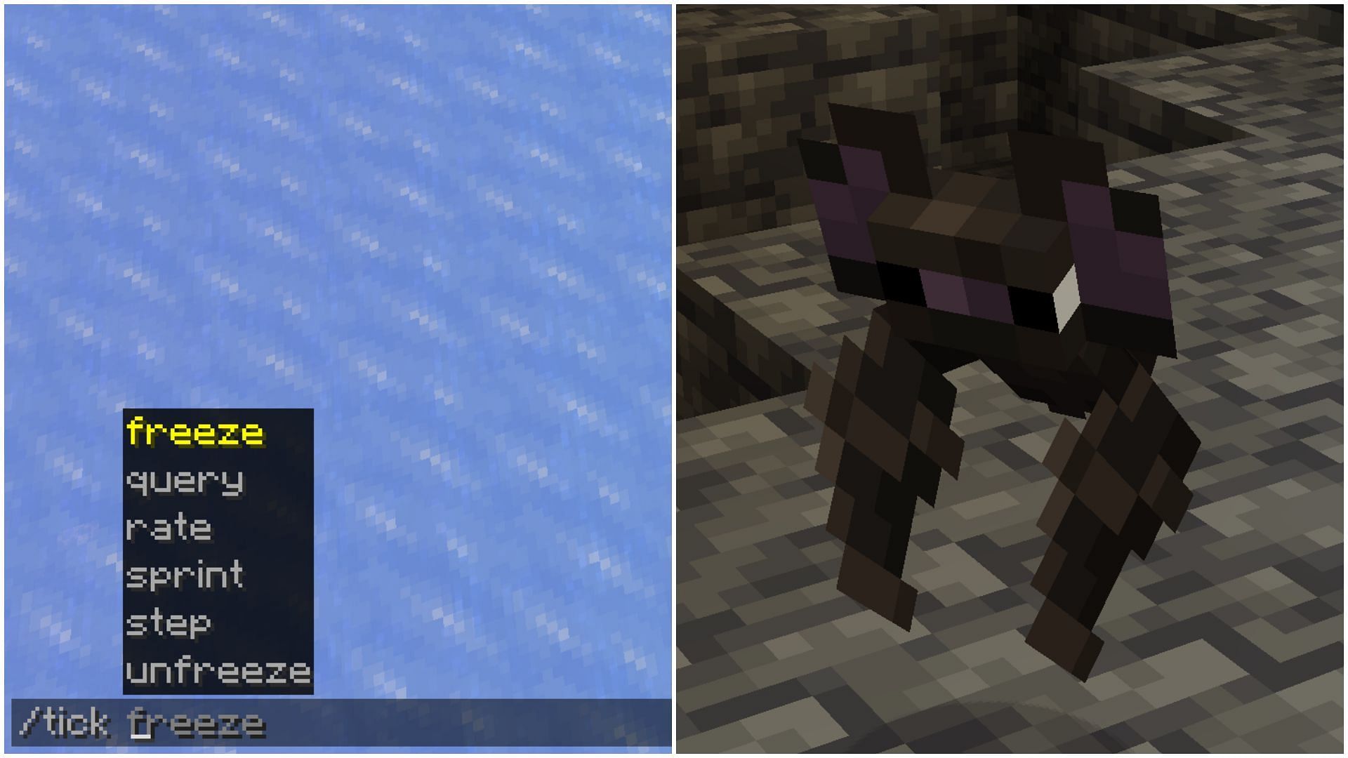 The tick command has several other features apart from freezing time (Images via Mojang Studios)
