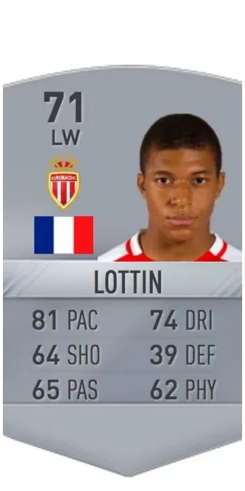 Kylian Mbappe's old FIFA card from his time in Monaco