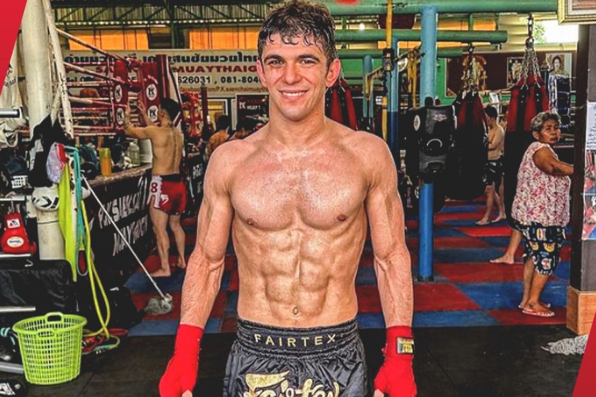 A ripped Mikey Musumeci after training Muay Thai at PK Saenchai Muay Thai Gym.
