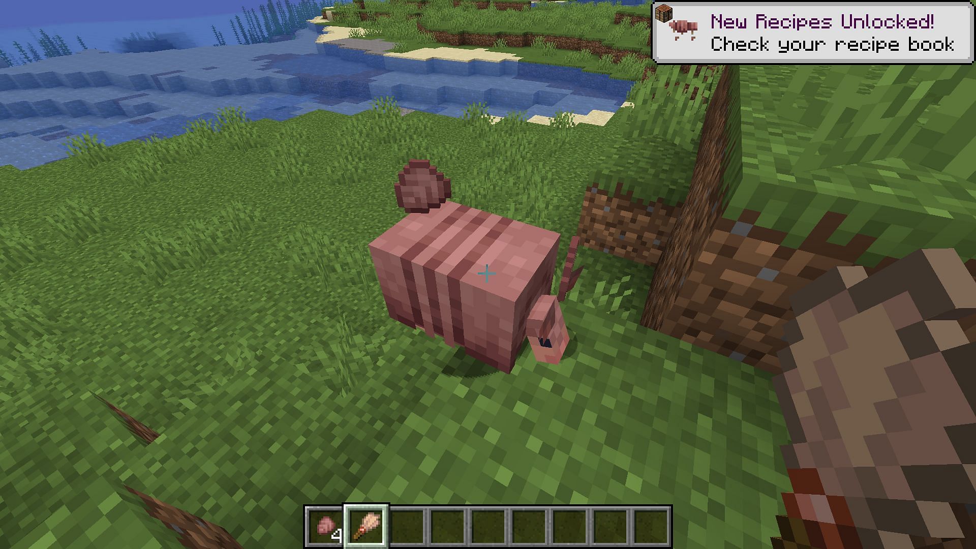 Armadillos are shy mobs that can hide in their shells and give scutes when brushed with a brush tool. (Image via Mojang Studios)