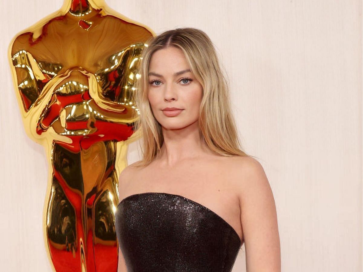 Margot Robbie at the Oscars 2024 red carpet event