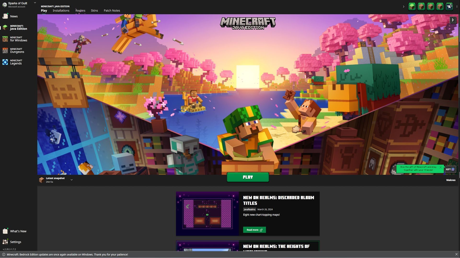 How to download Minecraft snapshot 24w13a