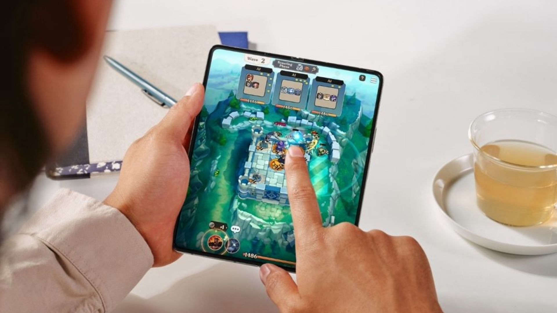 The Z Fold&#039;s large inner display makes it an ideal gaming phone (Image via Samsung)