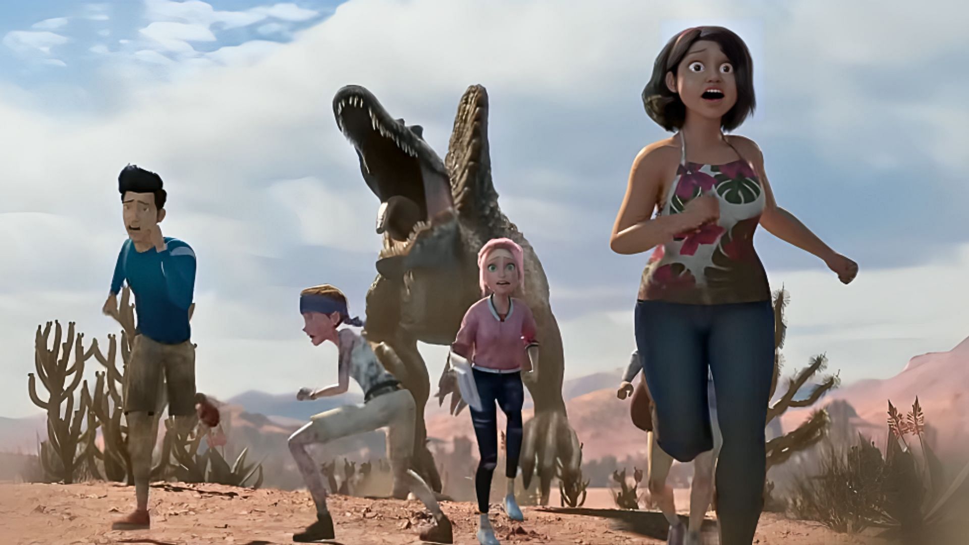 The follow-up to Jurassic World: Camp Cretaceous is called Jurassic World: Chaos Theory (Image via YouTube/Jurassic World, 00:25)