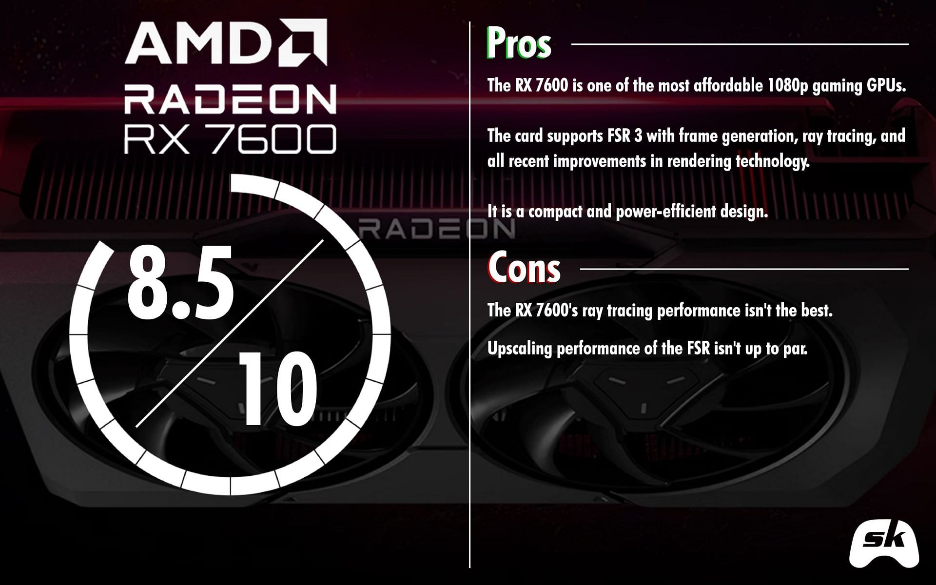 The AMD Radeon RX 7600 is a superb graphics card for 1080p gaming (Image via Sportskeeda)
