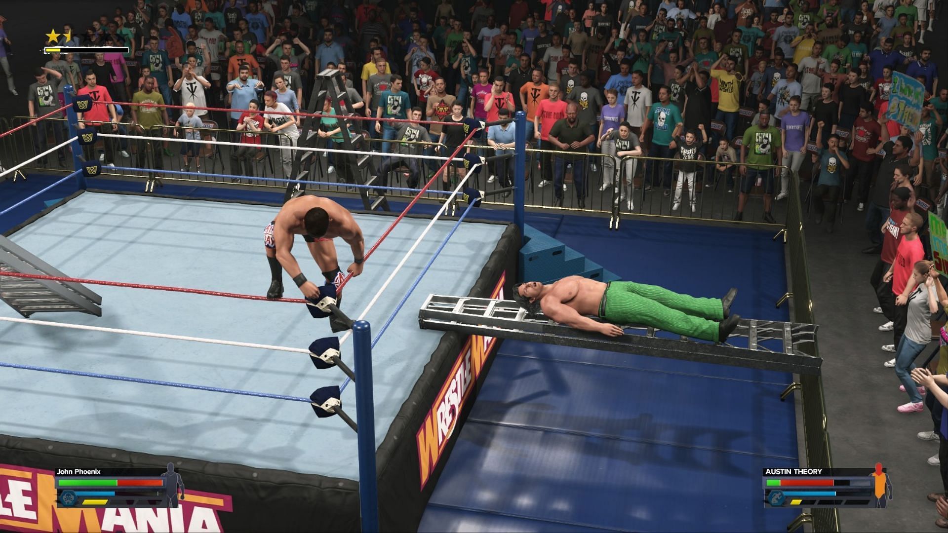 Ladder Match in WWE 2K24, where you can face your friend through the local multiplayer (Image via 2K)