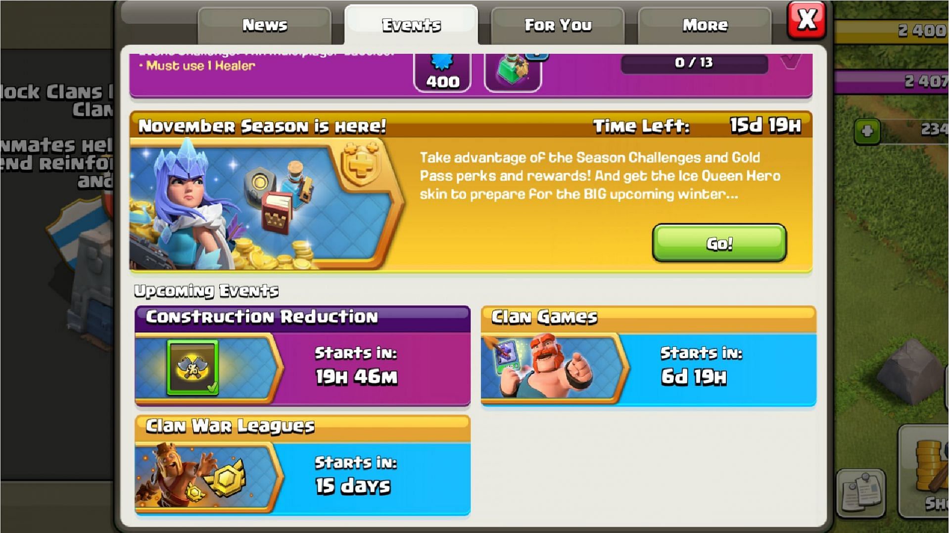 Complete events for free rewards (Image via Supercell)