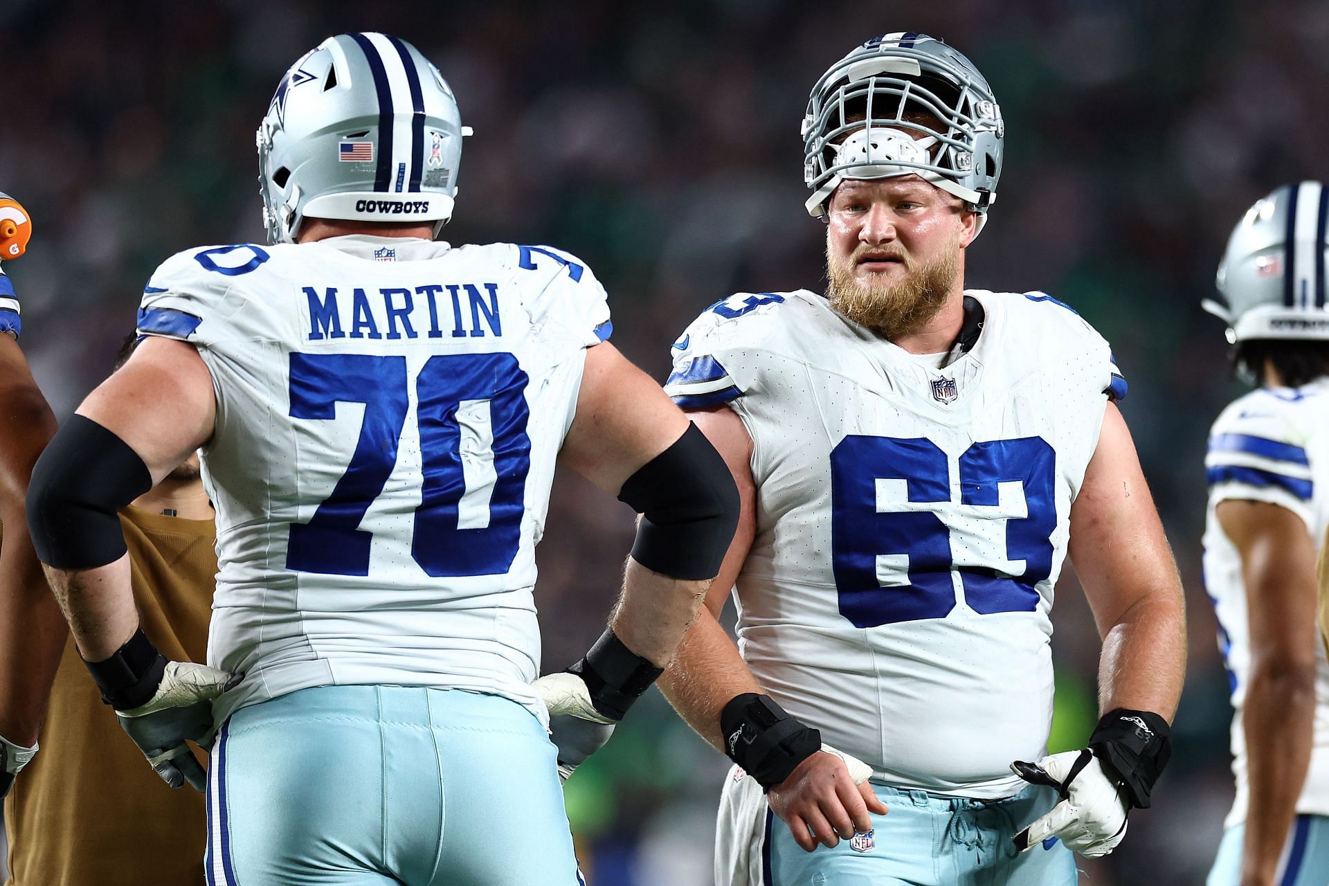 Center Tyler Biadasz (#63) with Zack Martin (#70)