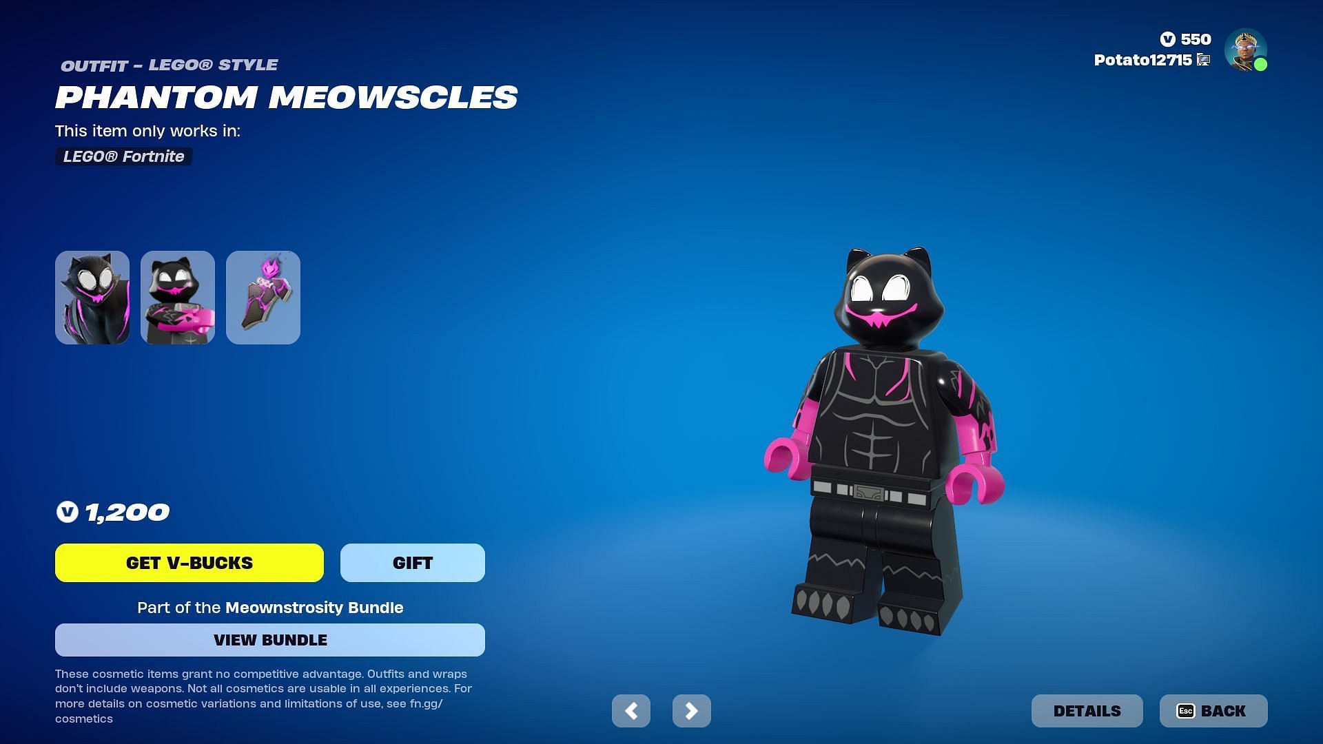 Phantom Meowscles has a LEGO Style (Image via Epic Games/Fortnite)