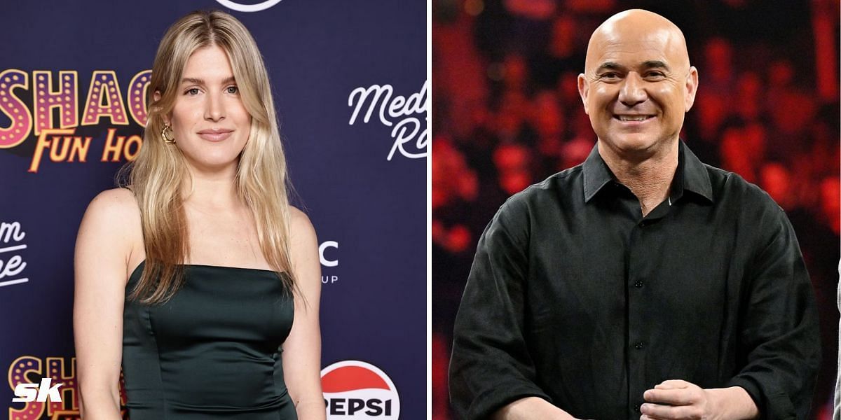 Eugenie Bouchard (L) and Andre Agassi (R)