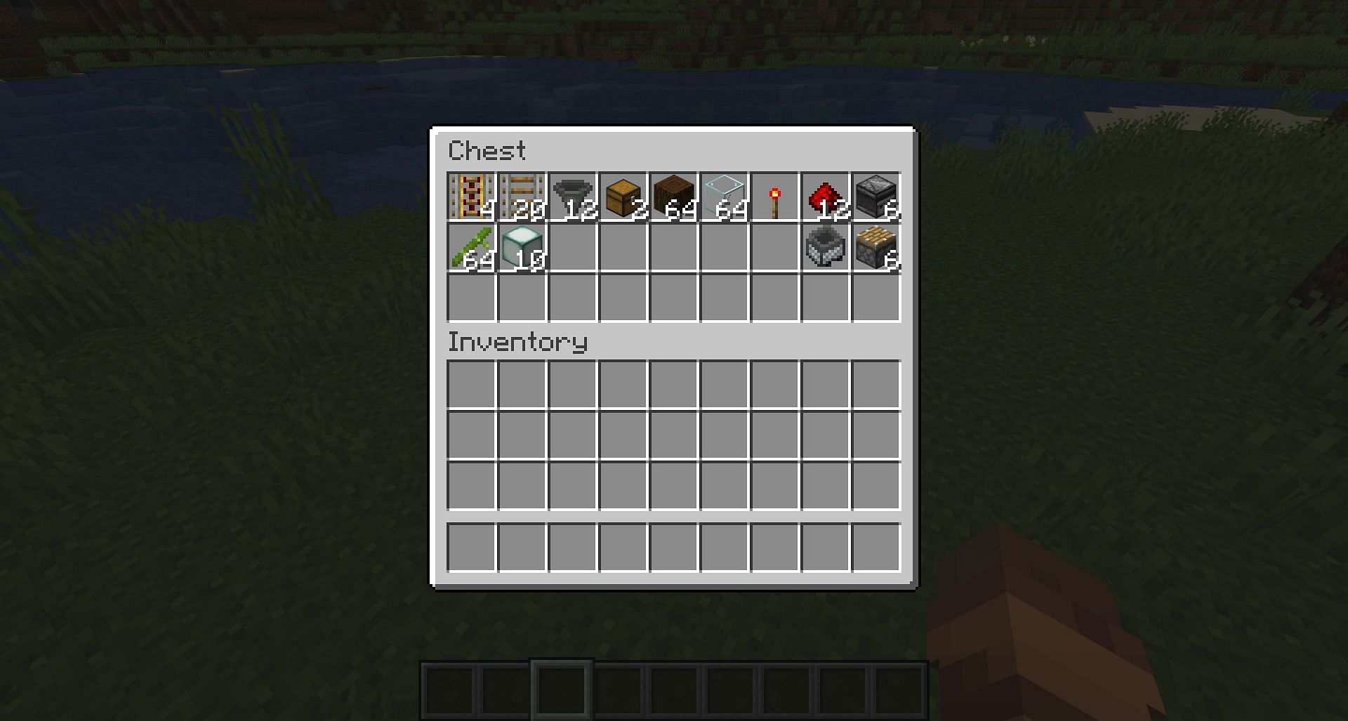 The materials used in the example farm (Image via Mojang)