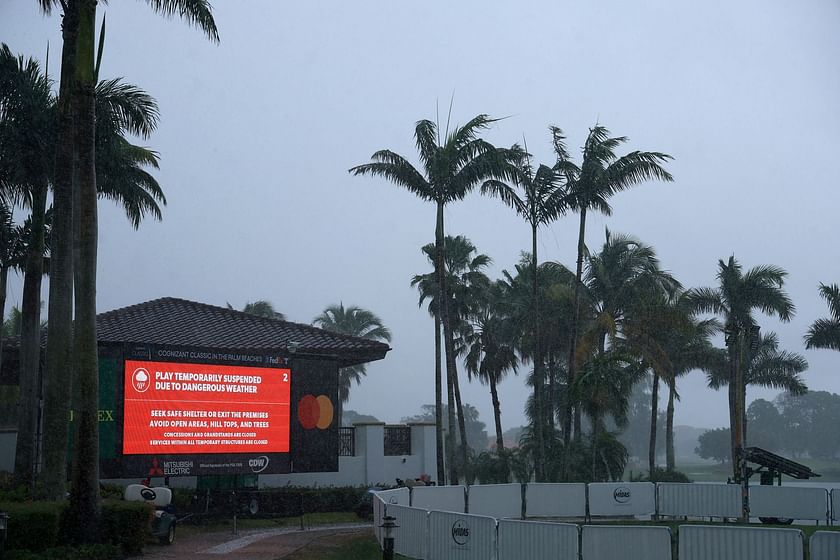 Why was the final day's play suspended at the Cognizant Classic? Reason