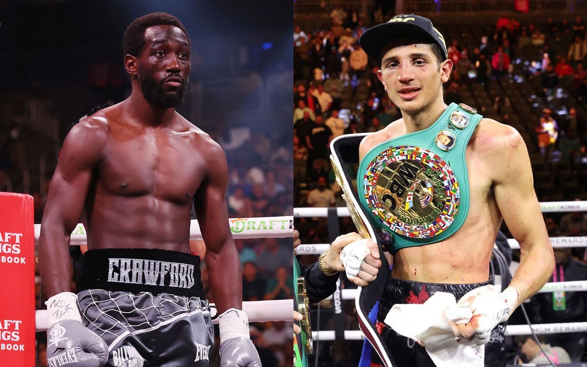 Sebastian Fundora (right) answers if he wants to face Terence Crawford (left) next or be stripped of WBO title [Images Courtesy: @GettyImages]