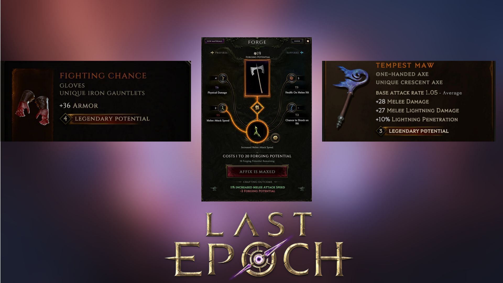 Forging Potential in Last Epoch determines the amount of time an item can be crafted