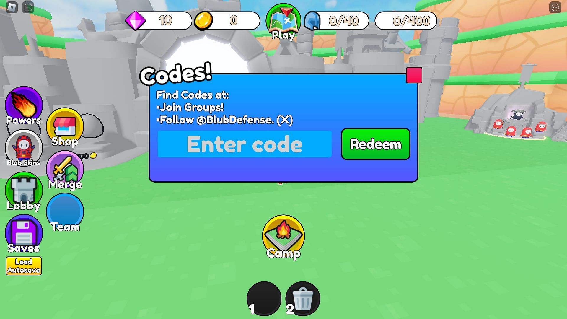 Active codes for Blub Defense (Image via Roblox)