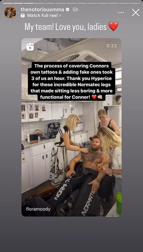 McGregor’s Instagram story