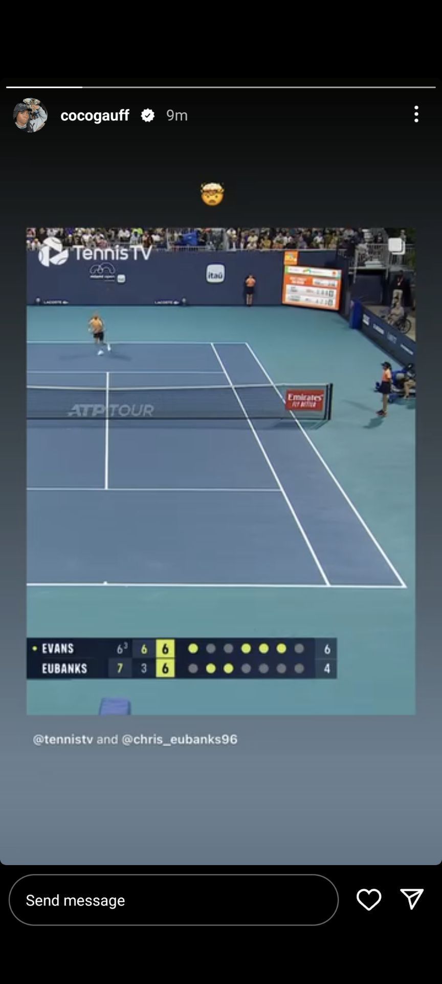 A screenshot of Coco Gauff&#039;s Instagram story.