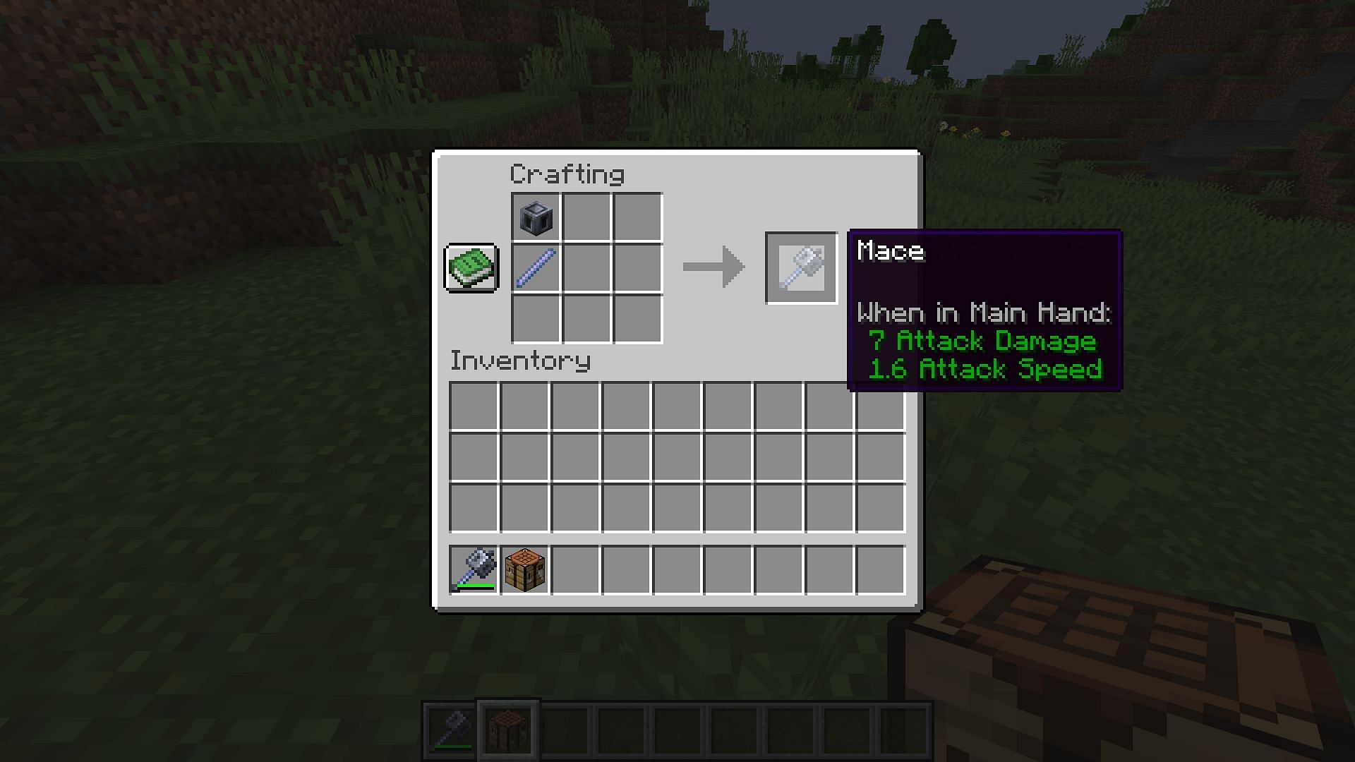 Crafting recipe for the mace (Image via Mojang Studios)