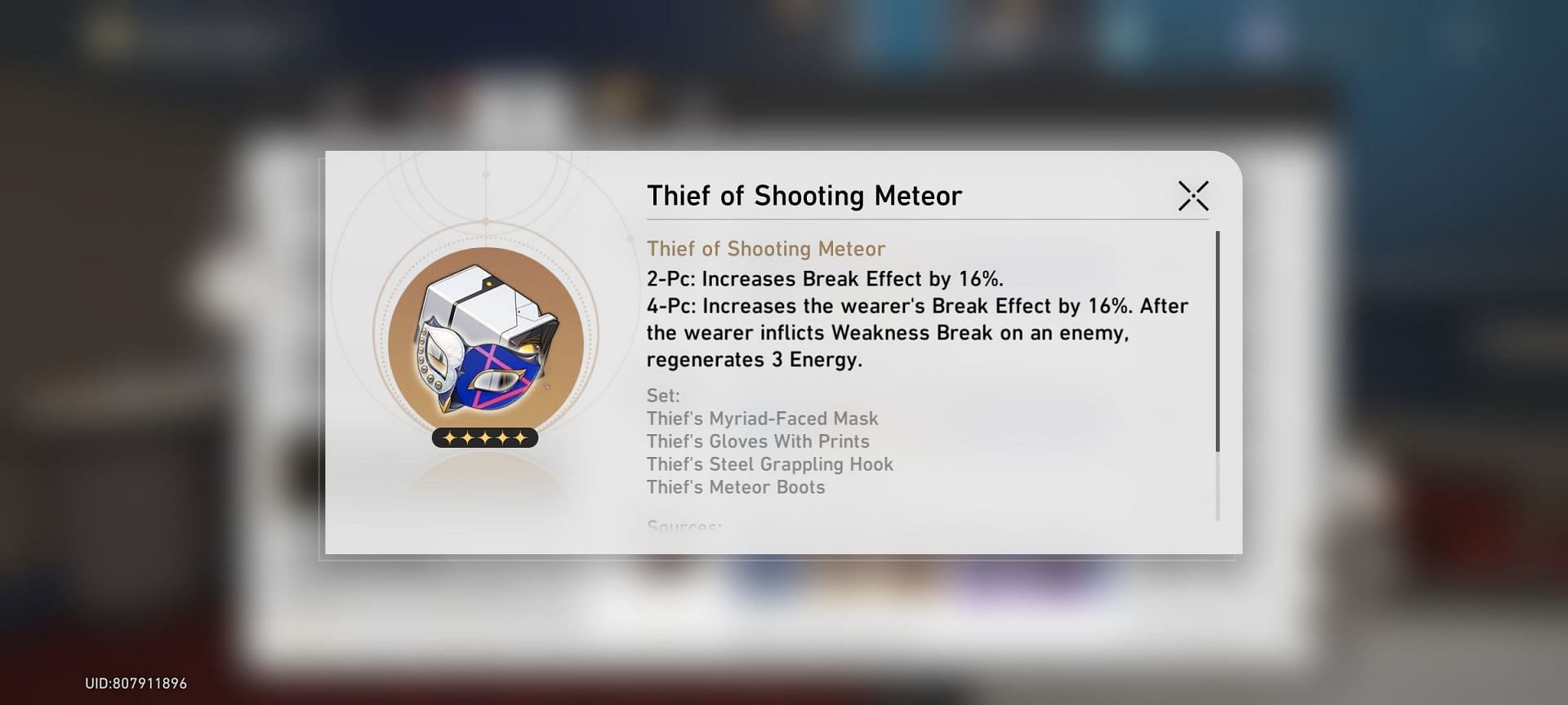 Thief of Shooting Meteor, a relic set in Star Rail (Image via HoYoverse)