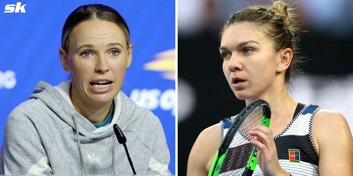 Caroline Wozniacki (L) and Simona Halep (R)