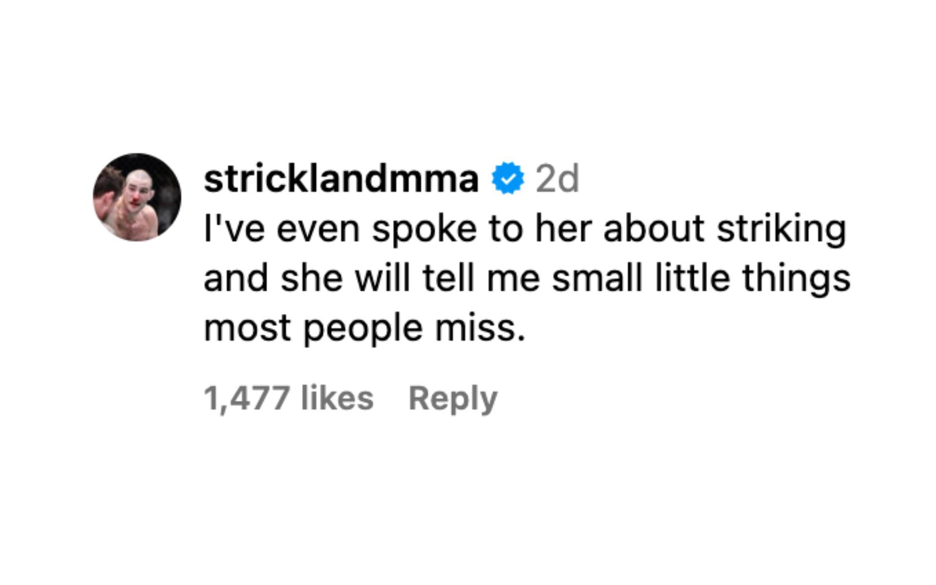 Strickland responds to Laura Sanko&#039;s post