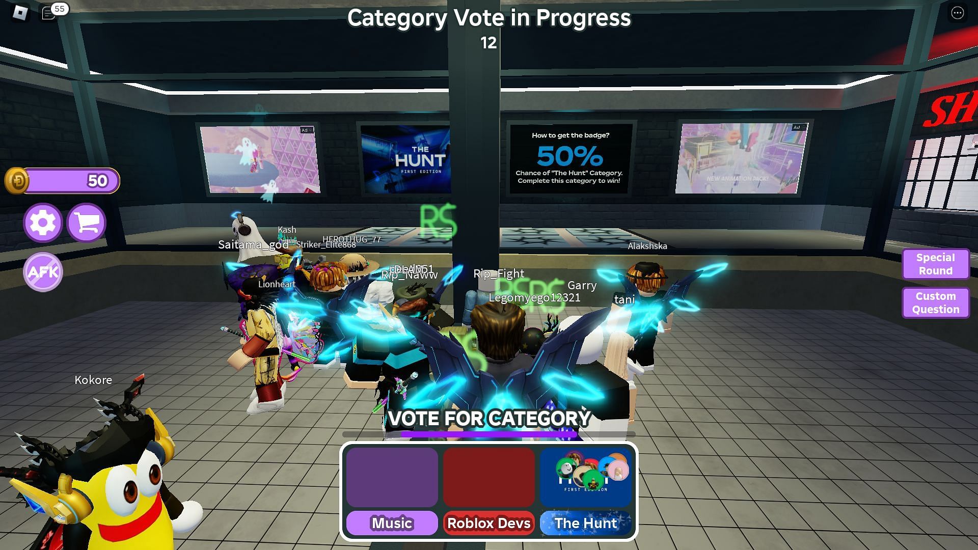 Voting for The Hunt (Image via Roblox)