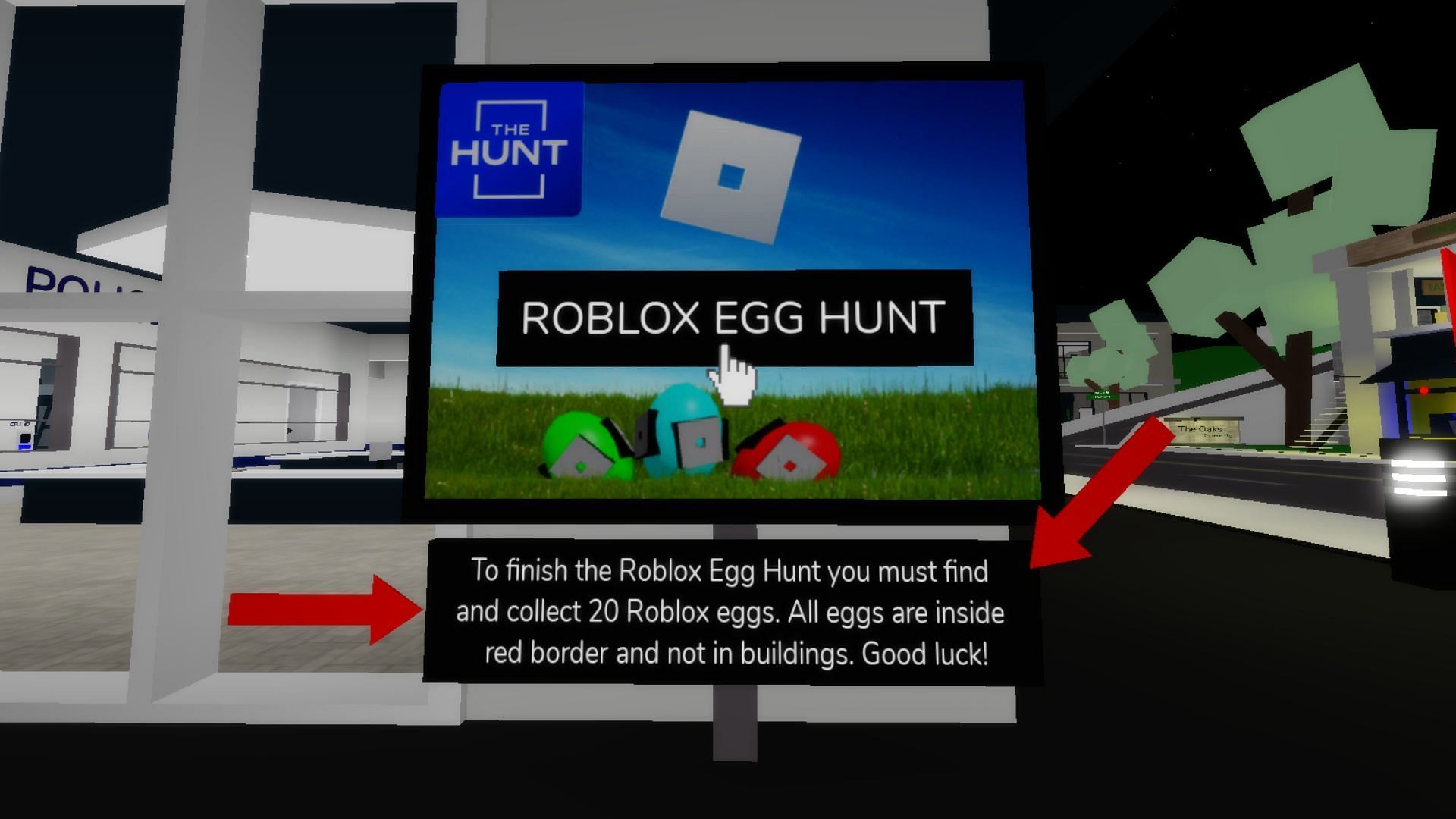 Roblox Egg Hunt board in Brookhaven (Image via Roblox||Sportskeeda)