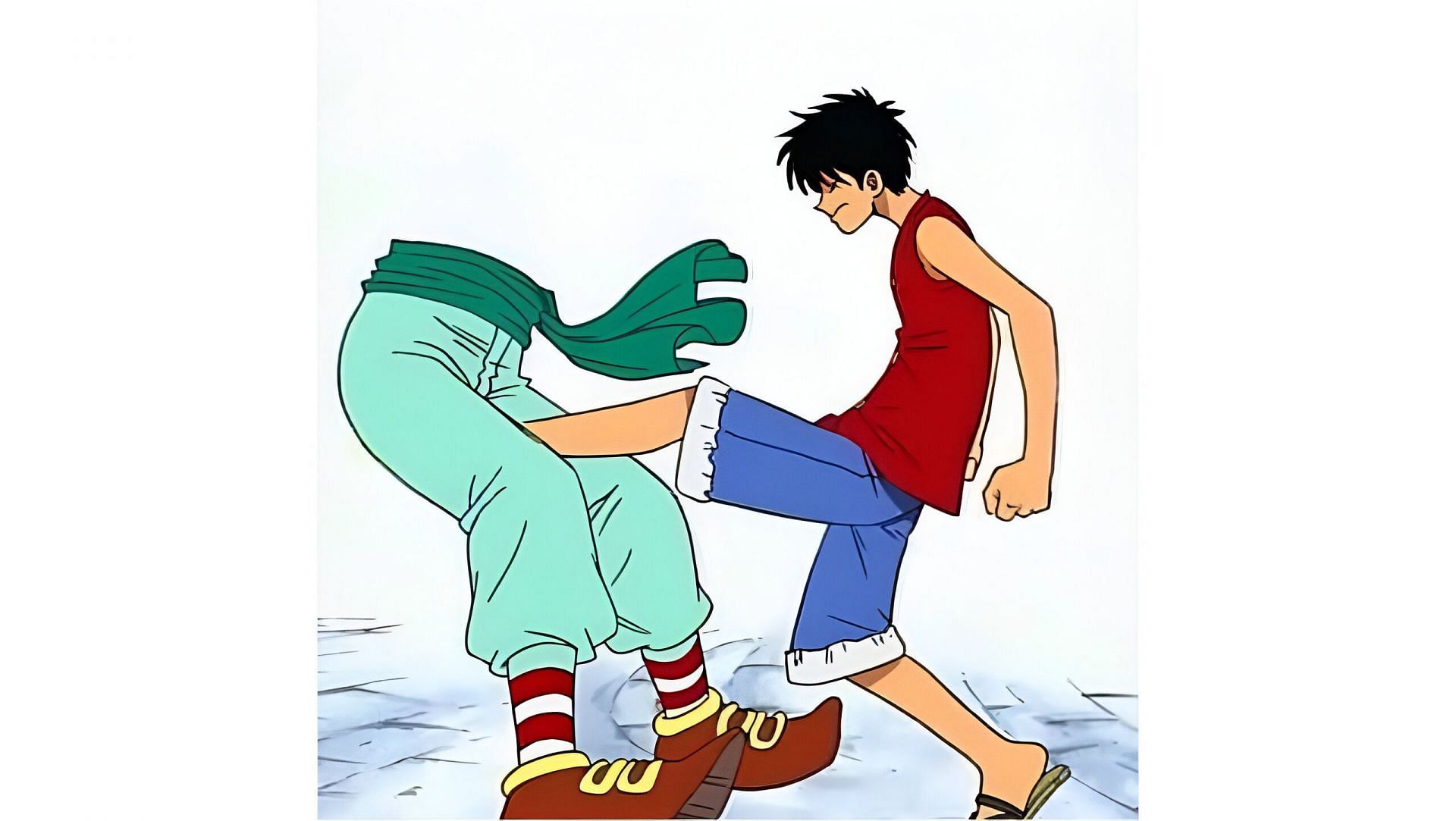 Buggy (left) and Luffy (right) as seen in the anime (Image via Toei Animation)