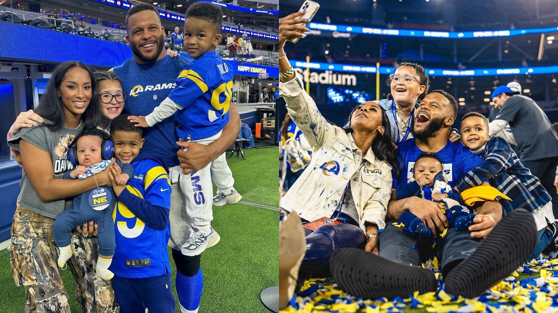 Aaron Donald with his wife, Erica, and their four children