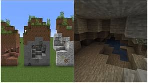 Minecraft player showcases different underground generation made of specific stone blocks