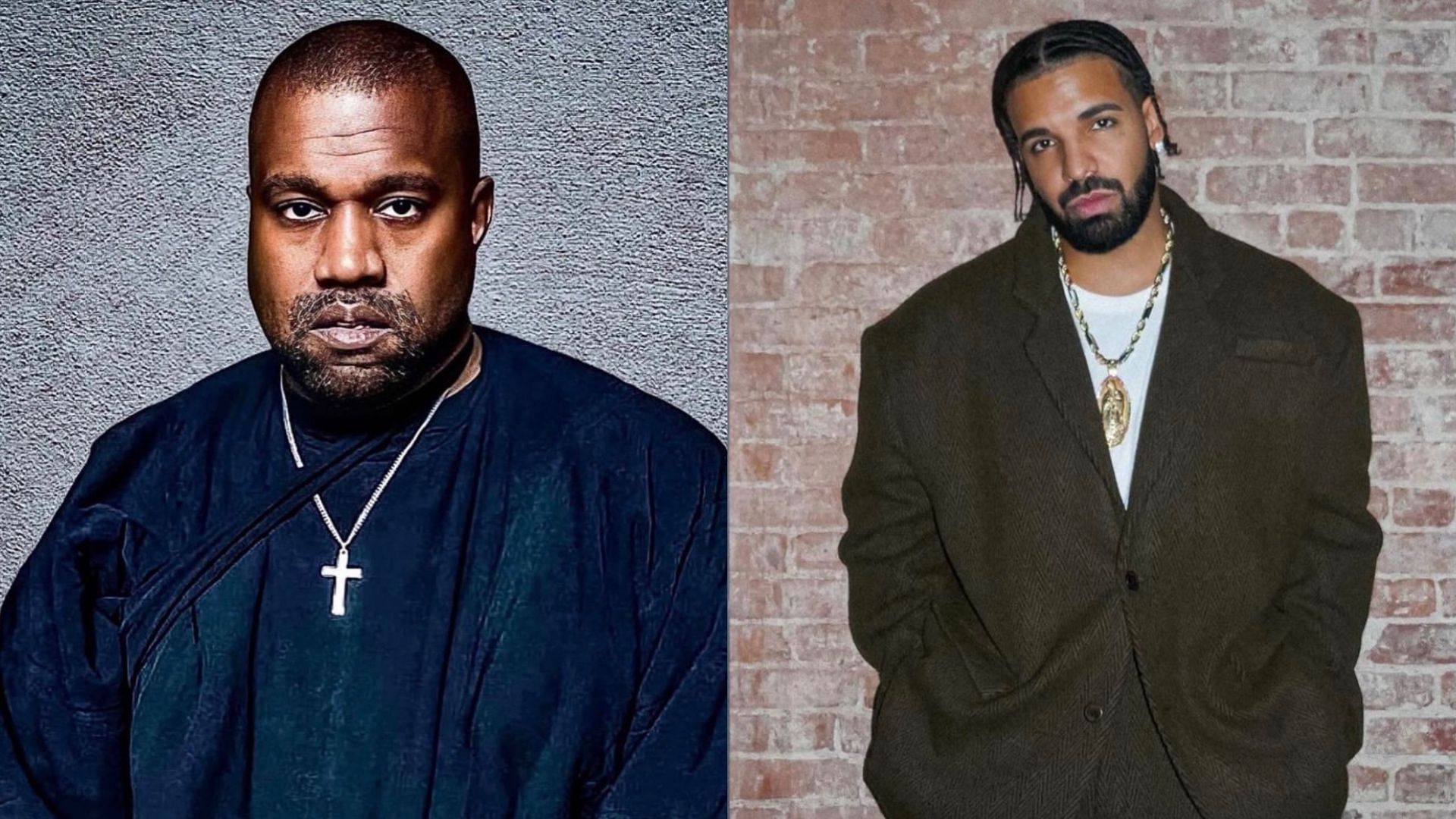 Kanye West calls out Drake. (Images via Instagram/@yeezymafia &amp; @champagnepapi)