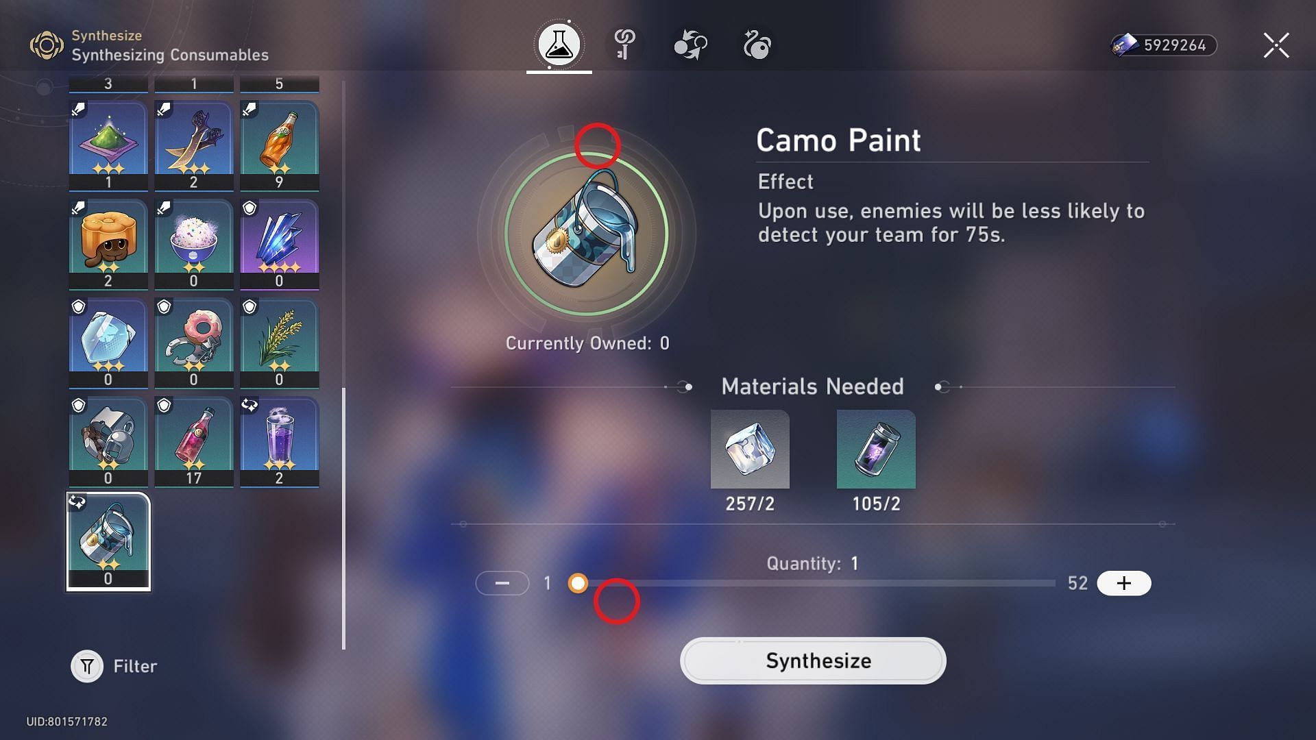 Camo Paint crafting preview (Image via HoYoverse)