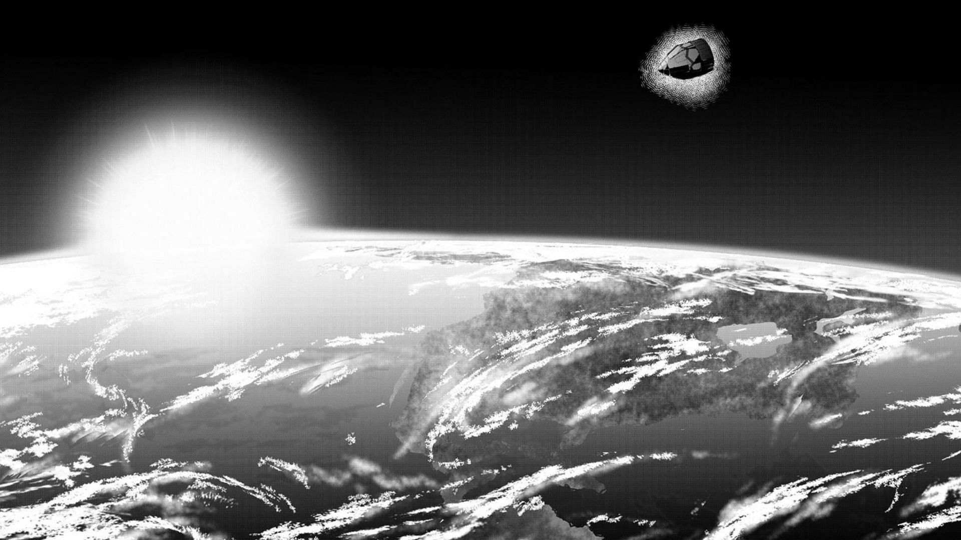 View from space, as seen in Zom 100: Bucket List of the Dead (Image via Haro Aso/Viz Media)