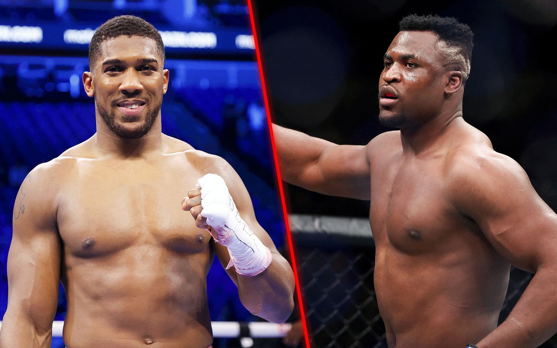 Former UFC champ weighs in on a potential Anthony Joshua (left) vs. Francis Ngannou (right) rematch in a MMA setting. [Image courtesy: Getty Images]