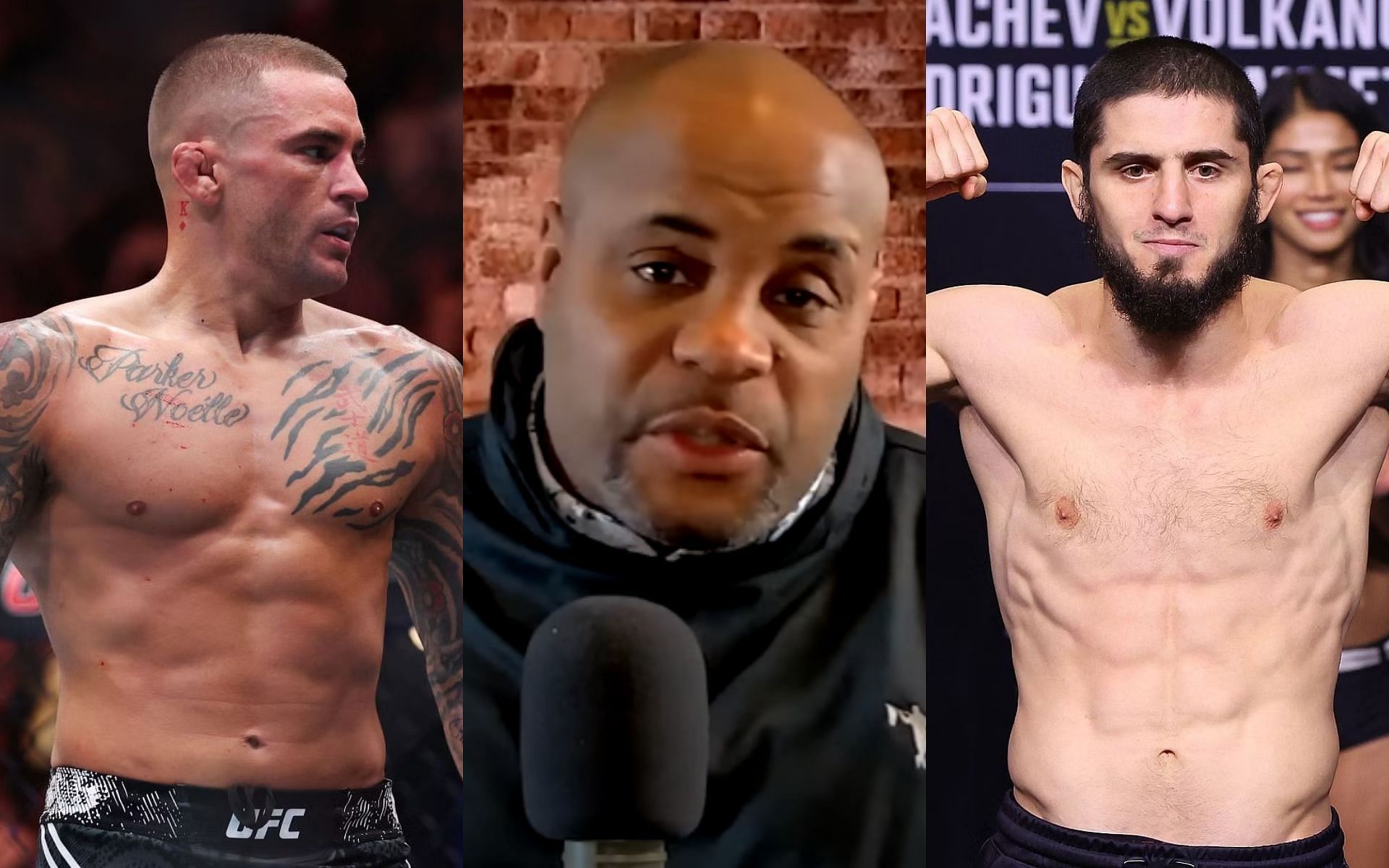 Daniel Cormier calls for UFC to book Islam Makhachev vs. Dustin Poirier &ldquo;right now&rdquo; [Image courtesy: Daniel Cormier - YouTube, and Getty Images]