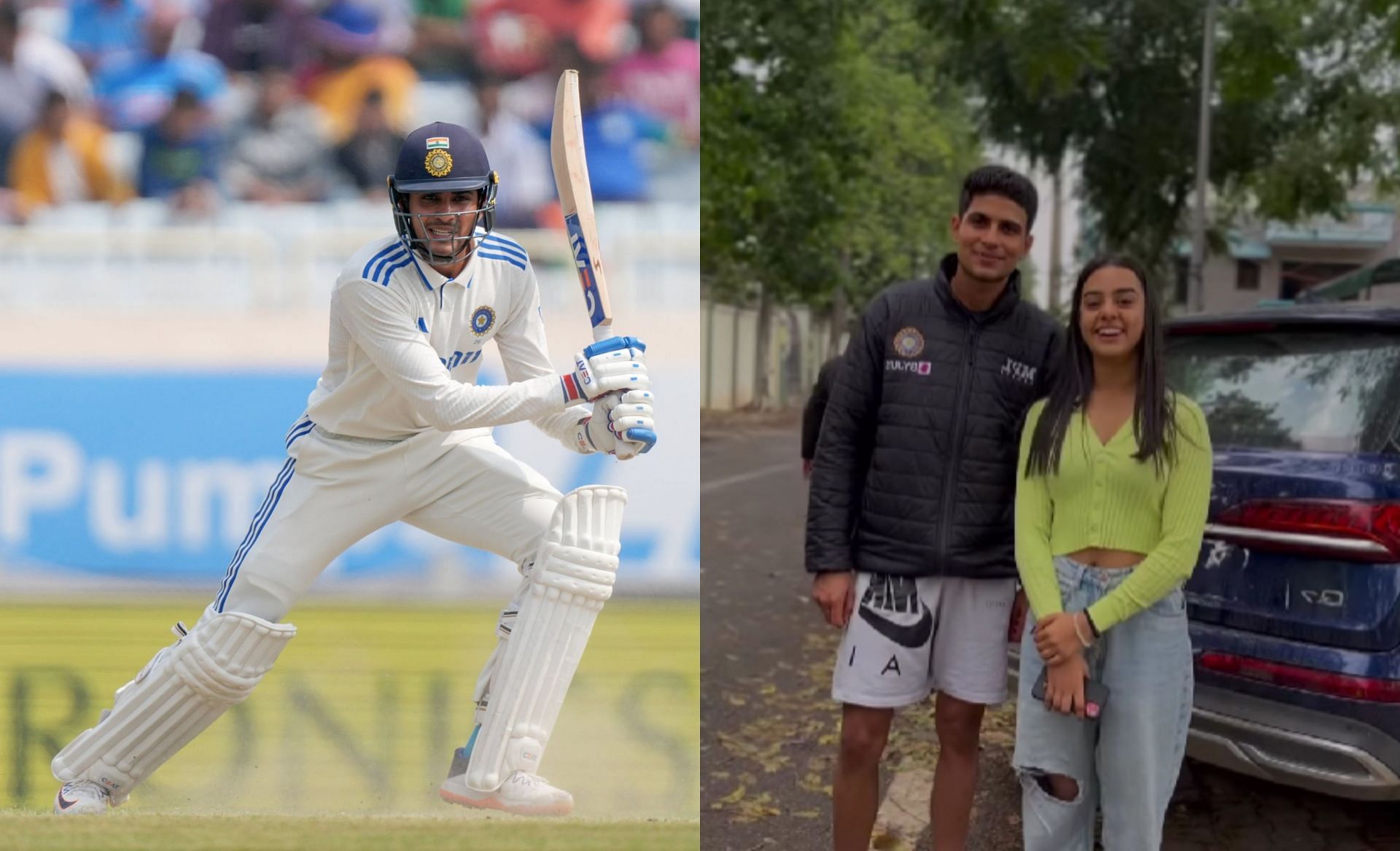 Shubman Gill posing with a fan. 