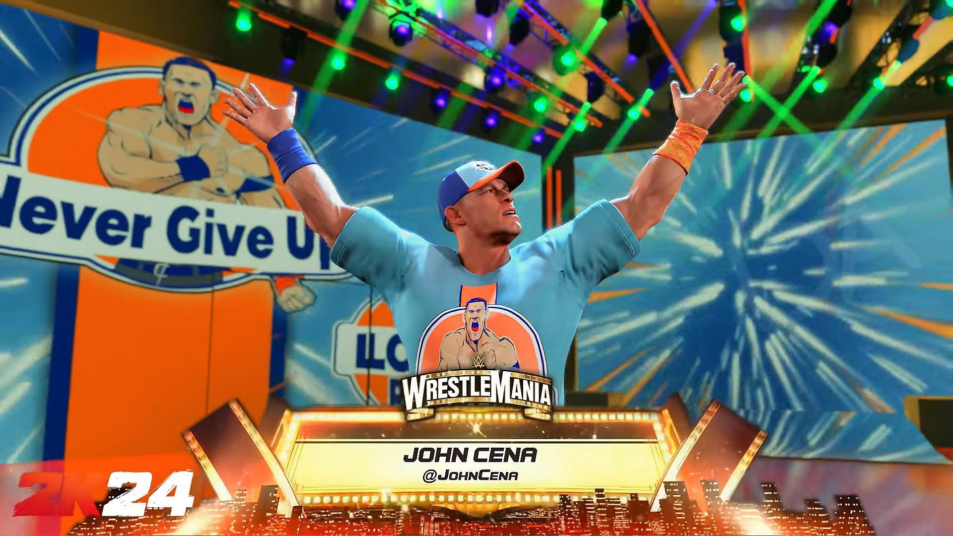 John Cena &#039;20 in WWE 2K24 (Image via 2K Games/ Decline All on YouTube)