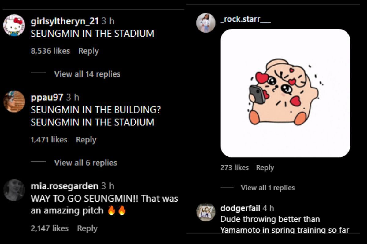 Fans react to Kim Seungmin&#039;s first pitch