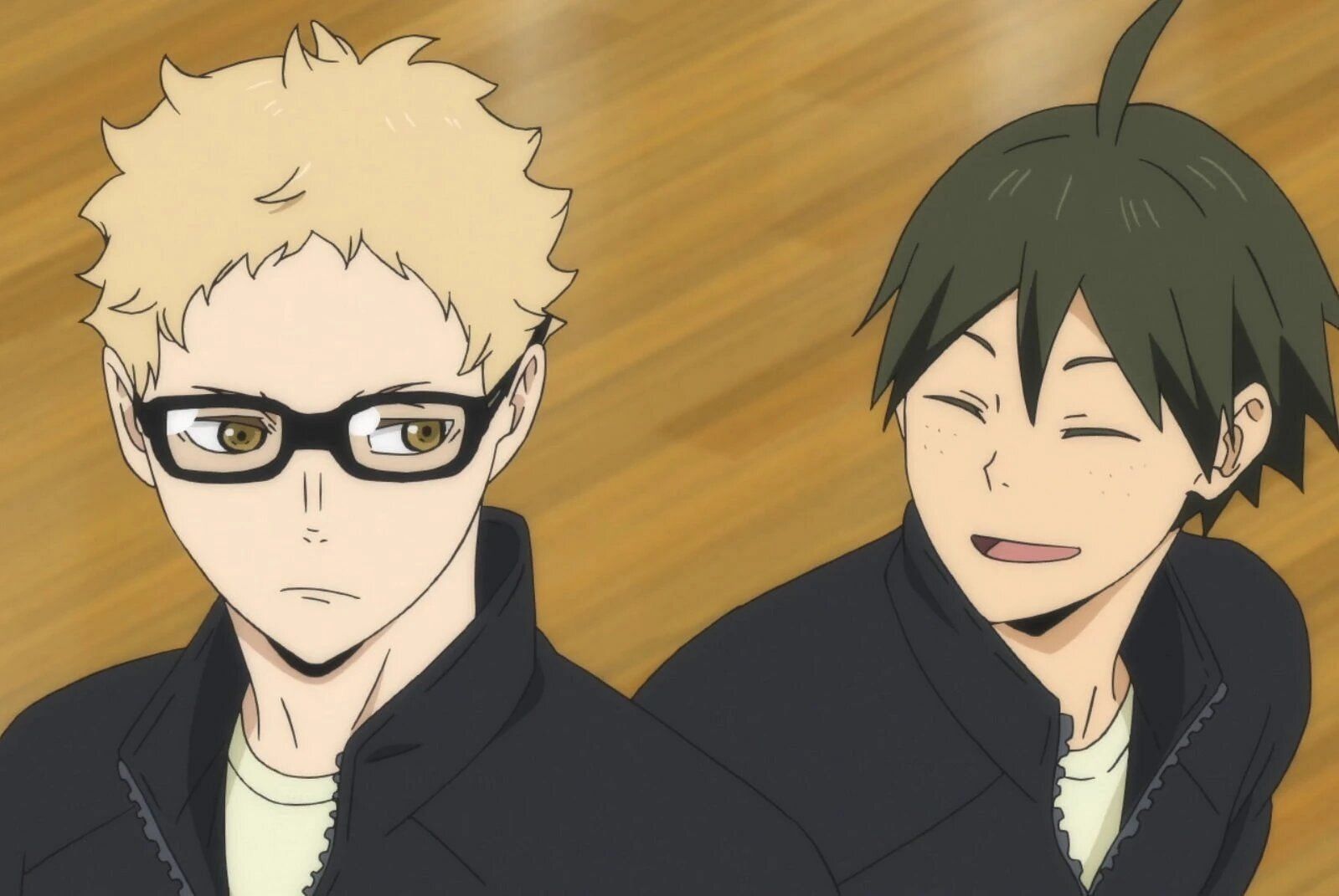Tsukishima and Yamaguchi in the anime (Image via Production I.G.)