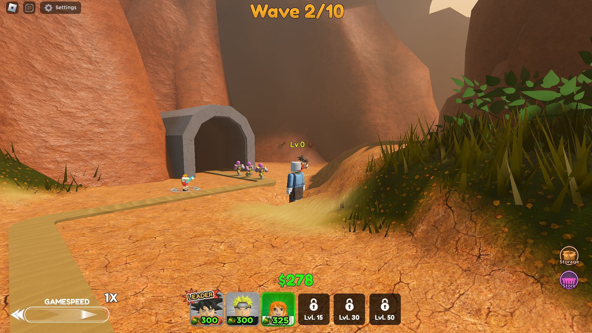 Fighting off waves of enemies in Beginner Saga (Image via Roblox)