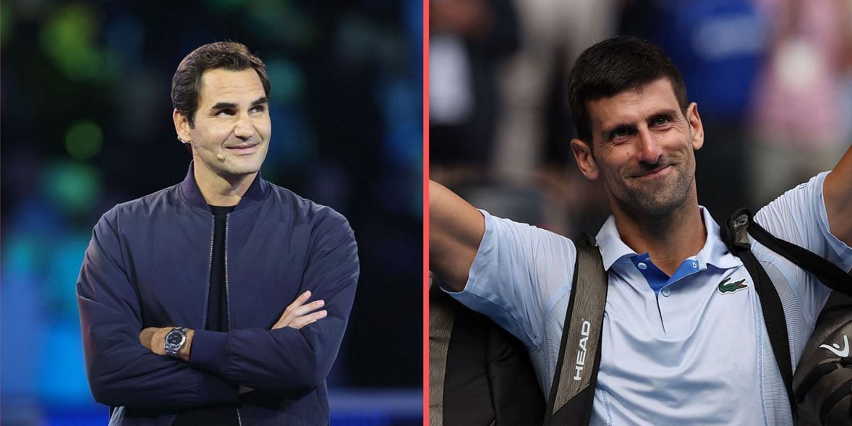 Roger Federer and (right) Novak Djokovic