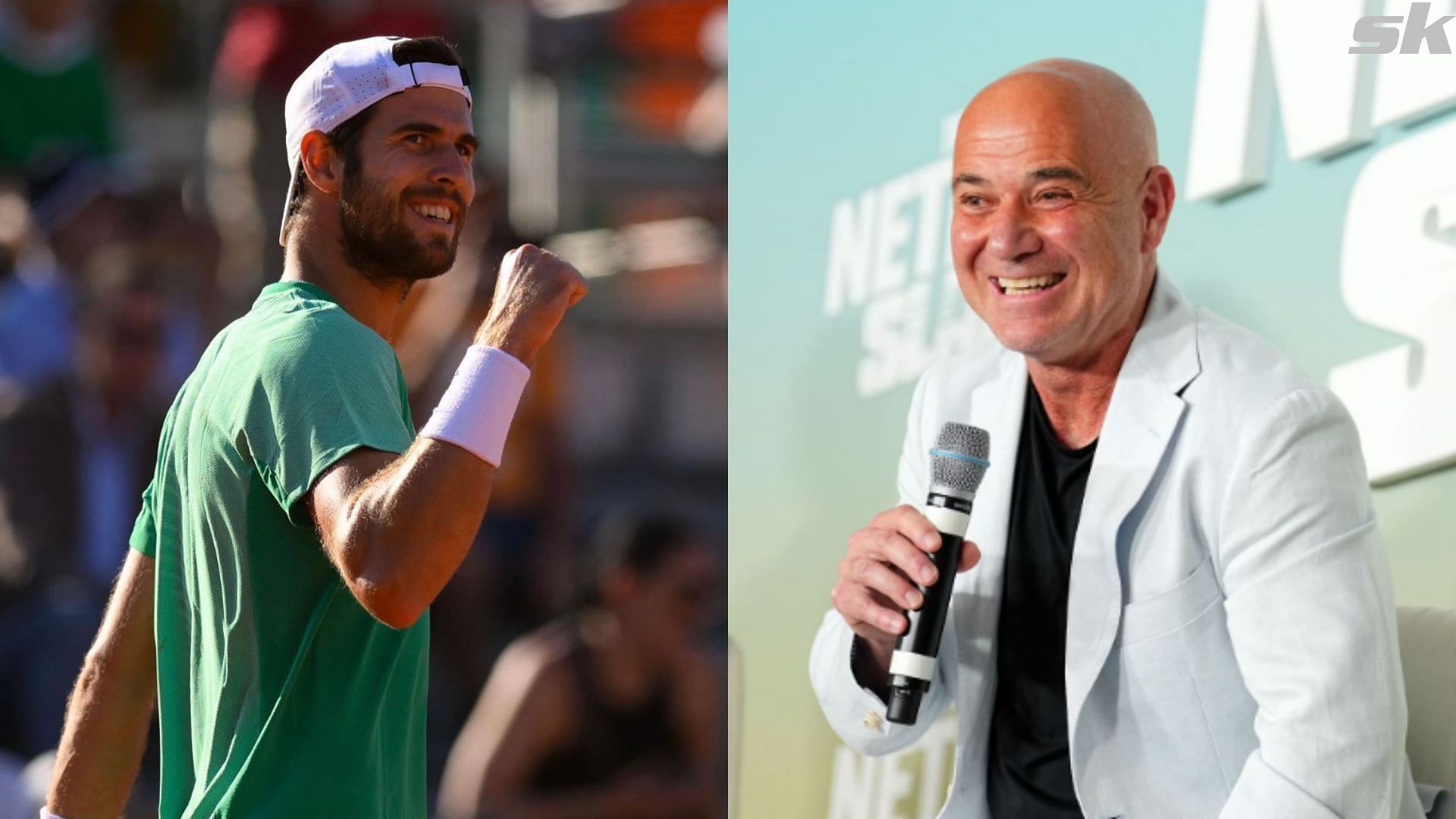 Russian tennis ace Karen Khachanov and the legendary Andre Agassi