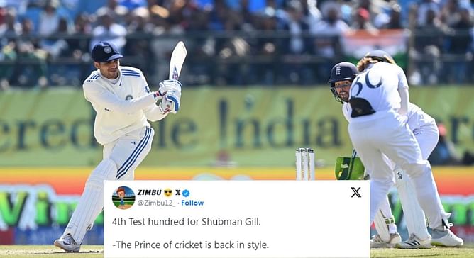 "Prince of cricket is back in style" - Fans erupt as Shubman Gill smashes century on Day 2 of 5th IND vs ENG Test