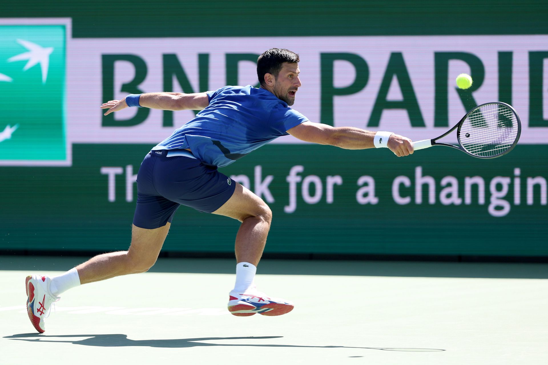 Novak Djokovic at a practice session ahead of the 2024 Indian Wells