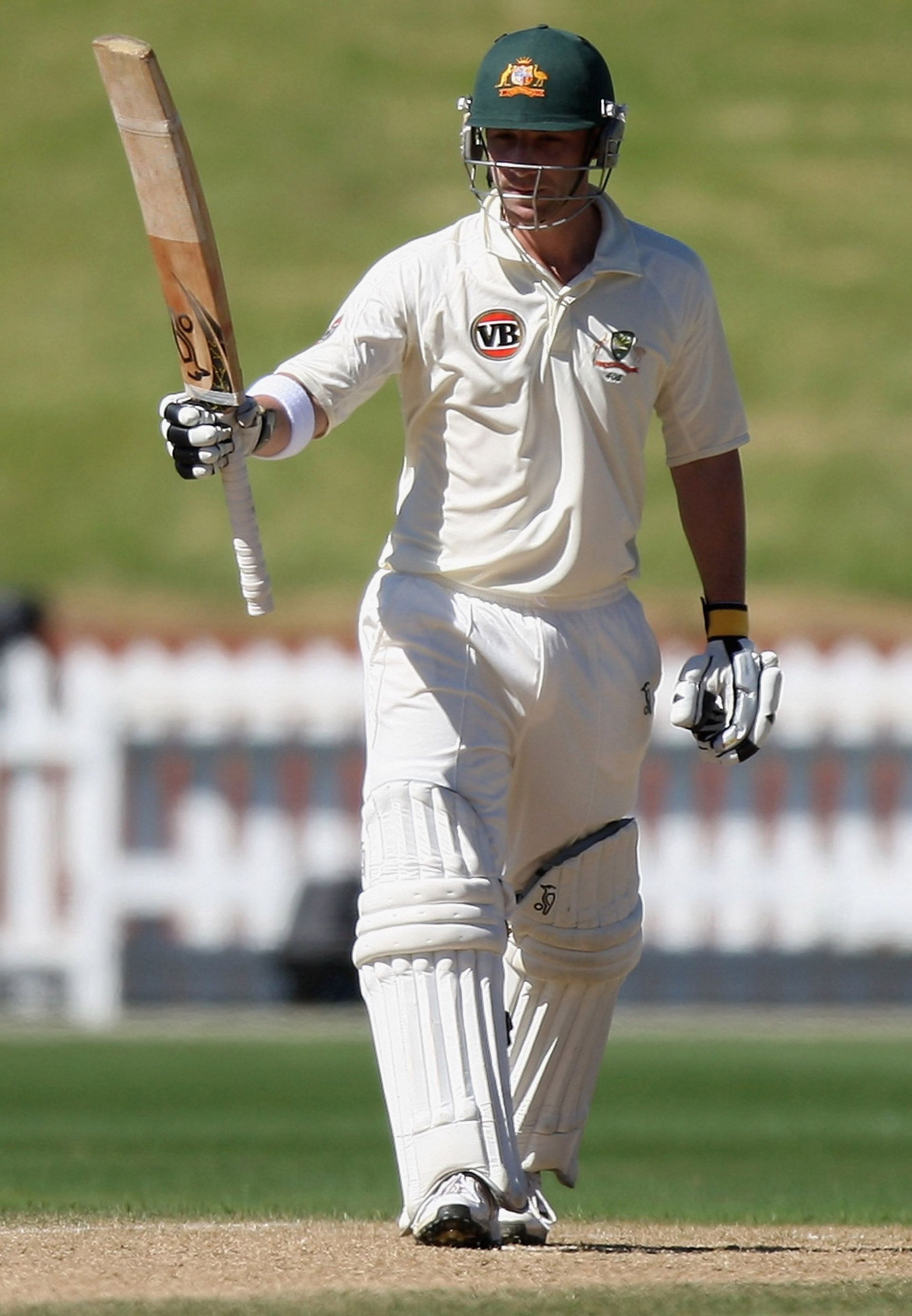 The late Phillip Hughes of Australia celebrates his half-century during day five of the First Test match between New Zealand and Australia at Westpac Stadium on March 23, 2010 in Wellington, New Zealand