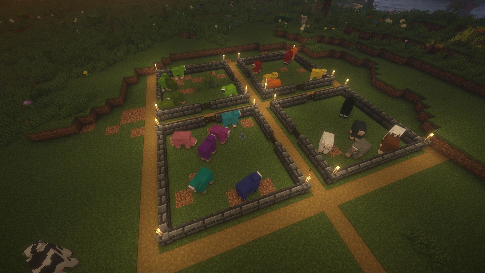 Dye sheep is a convenient way to avoid needing more dyes (Image via Mojang)