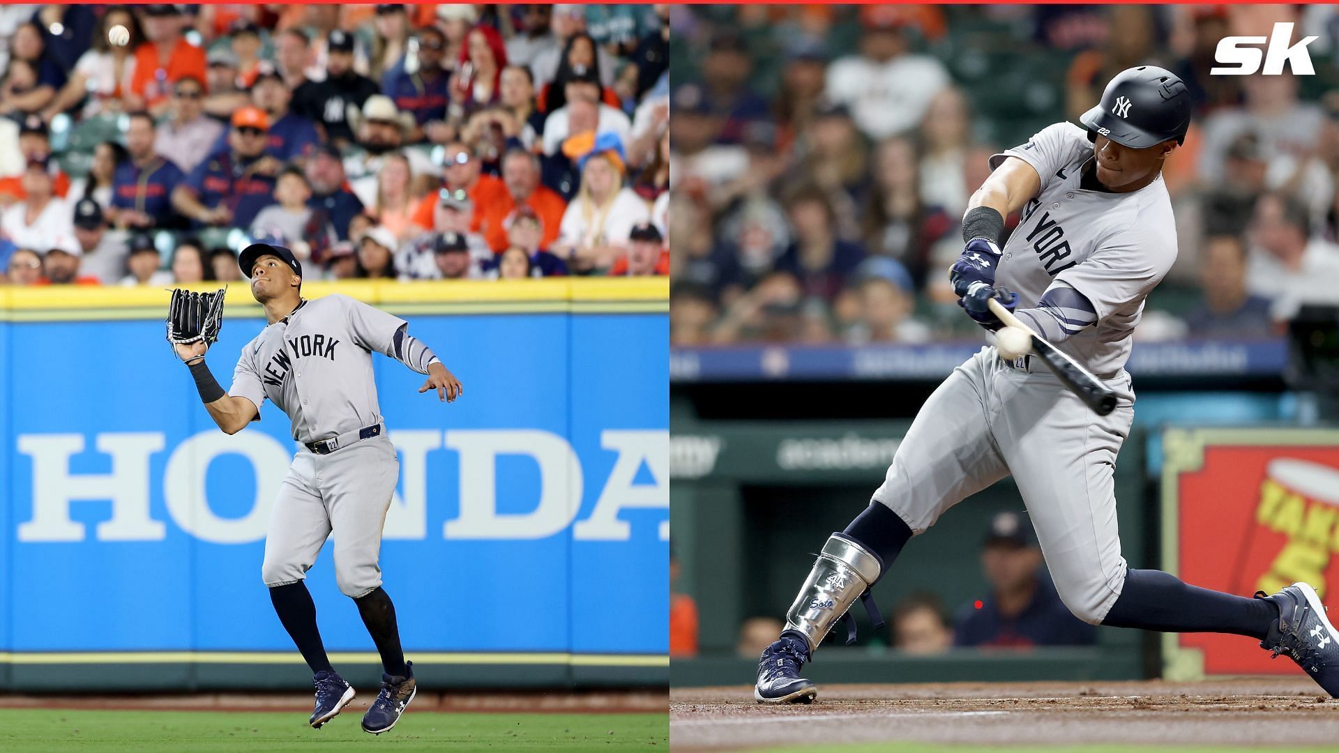 Outfielder Juan Soto made his Yankees debut on Thursday in Houston