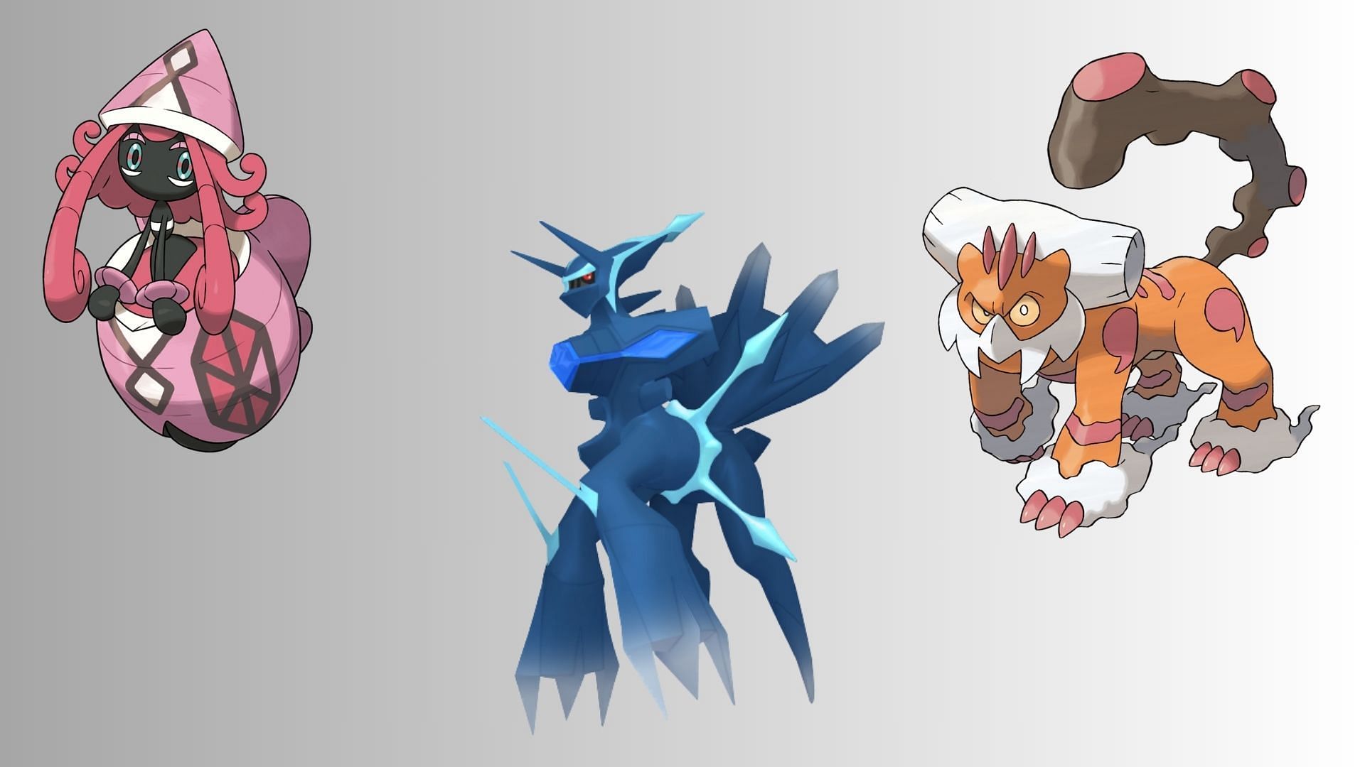 Tapu Lele, Dialga (Origin), and Landorus (Therian) (Image via TPC)