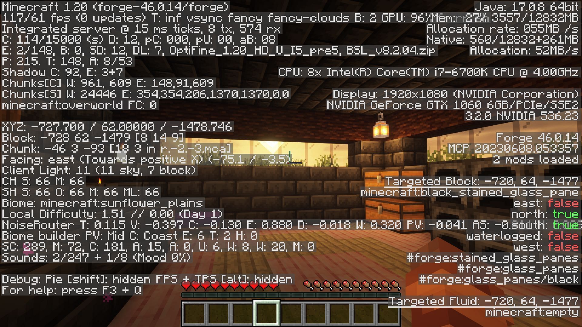 The F3 menu&#039;s coordinates make getting lost nearly impossible (Image via Mojang)